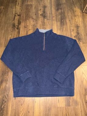 ORVIS Men's Navy Blue 1/4 Zip Pullover Sweater Size Large